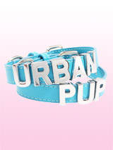 Blue Leather Personalised Dog Collar (Chrome Letters) - Blue Leather Personalised Dog Collar (Chrome Letters)