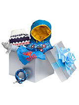 Pampered Boy Luxury Gift Box Set - A perfectly gift for that spoilt little boy, our professionally gift-wrapped luxurious Gift Box Set features a preferred collection of 'dashing in blue' clothing...Blue and White Luxury ParkaBlue Argyle Sweater100% Cotton Blue Hoodie with vintage-look 'Rock Star' designBlue Harness-Lined 'Security O...