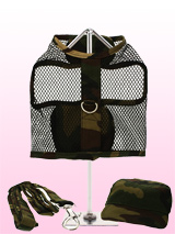 Camouflage Netted Harness, Lead & Matching Cap - This camouflage harness is made from strong and durable nylon netting. It has a sturdy reinforced D-Ring and a double sized / double strength velcro for secure fastening. Matching lead and cap included to compliment the set.